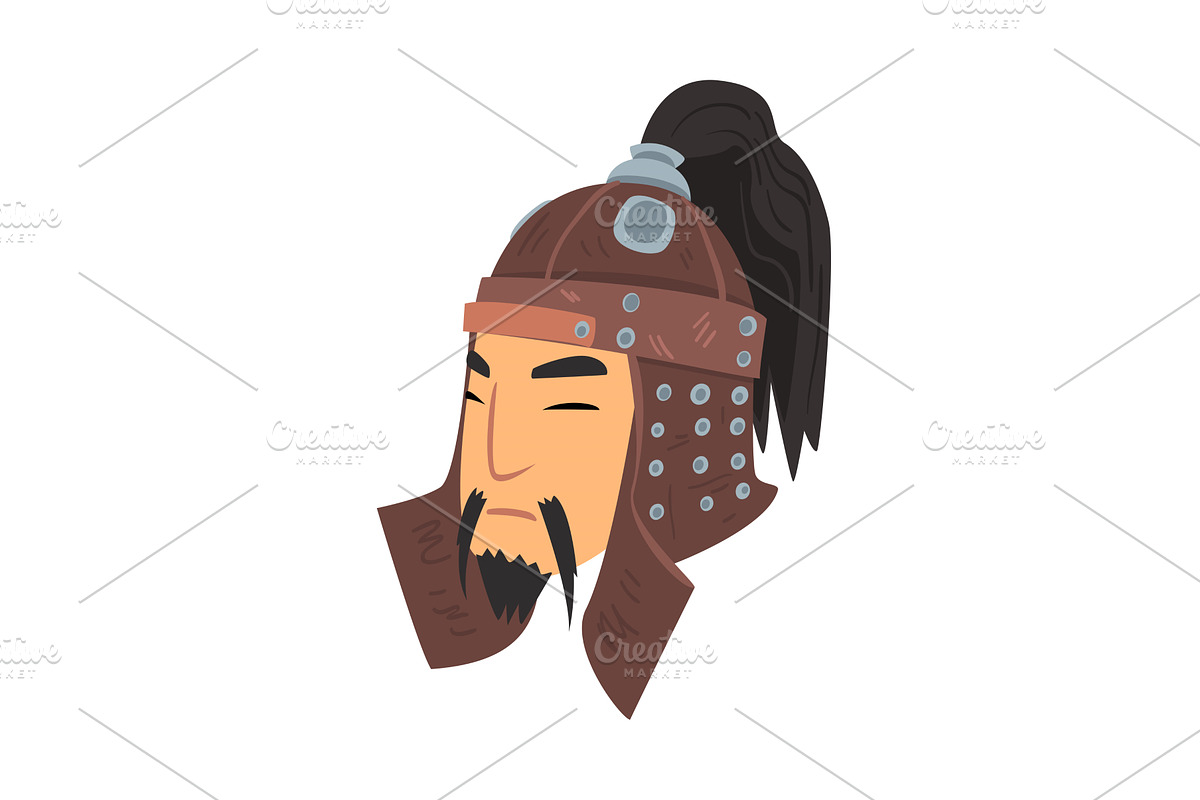 Face of Mongol Warrior, Central, an Object Illustration by TopVectors