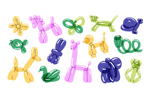 Animals balloons set + backgrounds, an Animal Illustration by PaperTrident