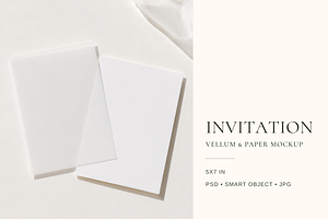 5x7 Wedding Invitation Vellum Mockup