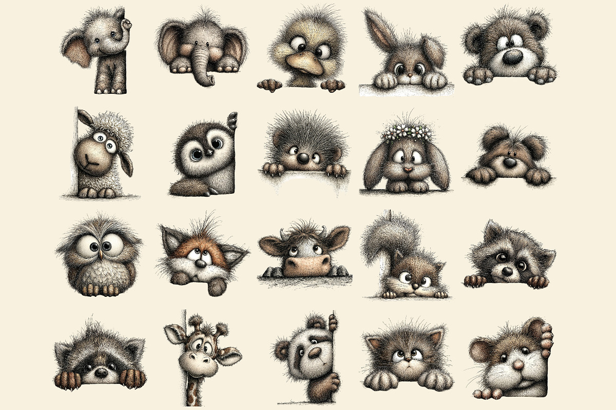 Whimsical Peeking Animal Clipart, an Illustration by Libby Wishes (Photo 2 of 7)