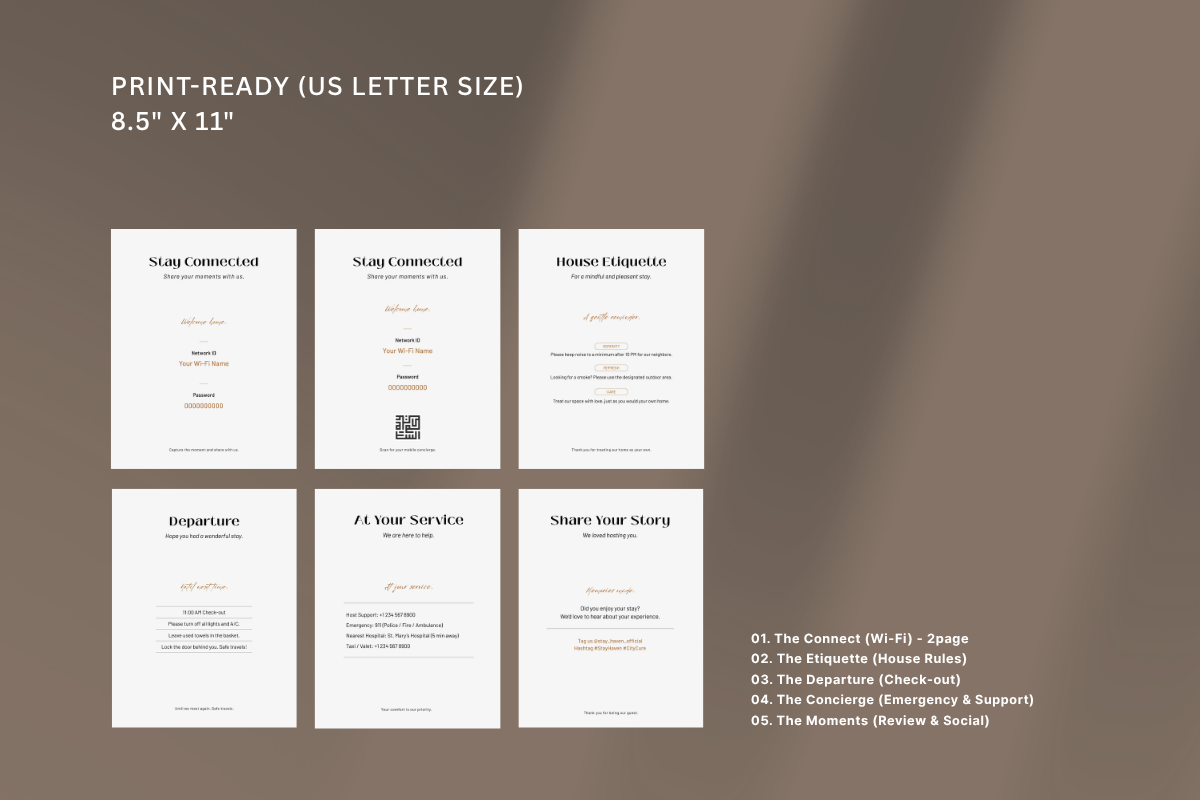 Modern Neutral Airbnb Signage Bundle, a Stationery Template by batang (Photo 3 of 15)