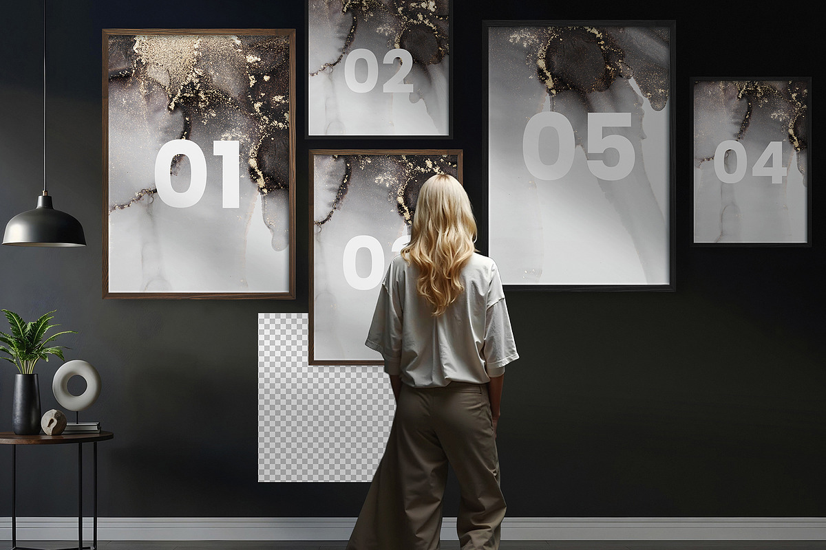 5 Canvas & Frames Mockup in Room PSD, an Advertising Mockup by PixelsDesign (Photo 3 of 5)
