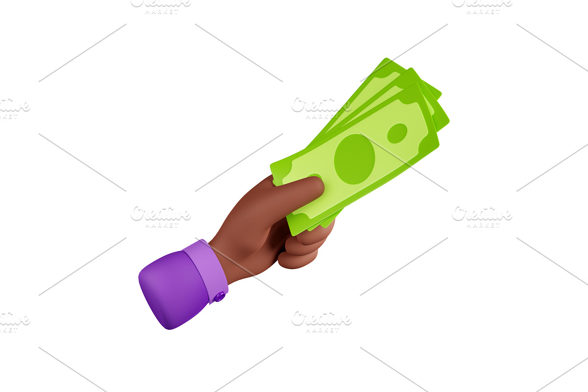 3d render black hand with paper, an Object 3D Model by art PVP - market