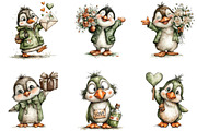 Cute Penguins Valentine Clipart, an Illustration by CraftArtStudio (Thumbnail 6 of 6)