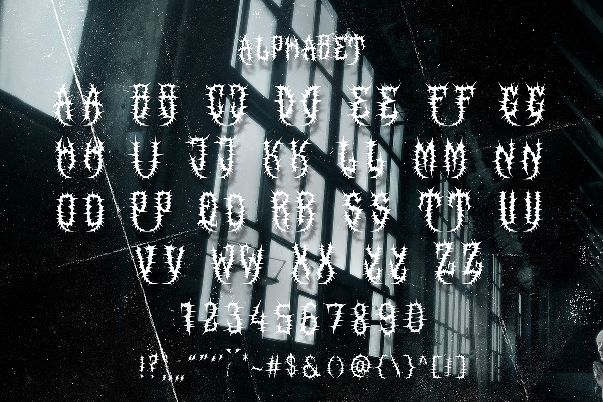 Anarcos Blackletter Metal Horror, a Blackletter Font by dansdesign (Photo 2 of 7)