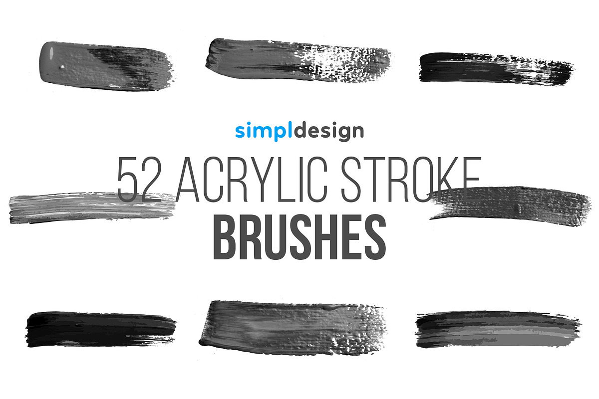 52 Acrylic Stroke Photoshop Brushes, a Brush Add-On by SimplDesign (Photo 1 of 4)