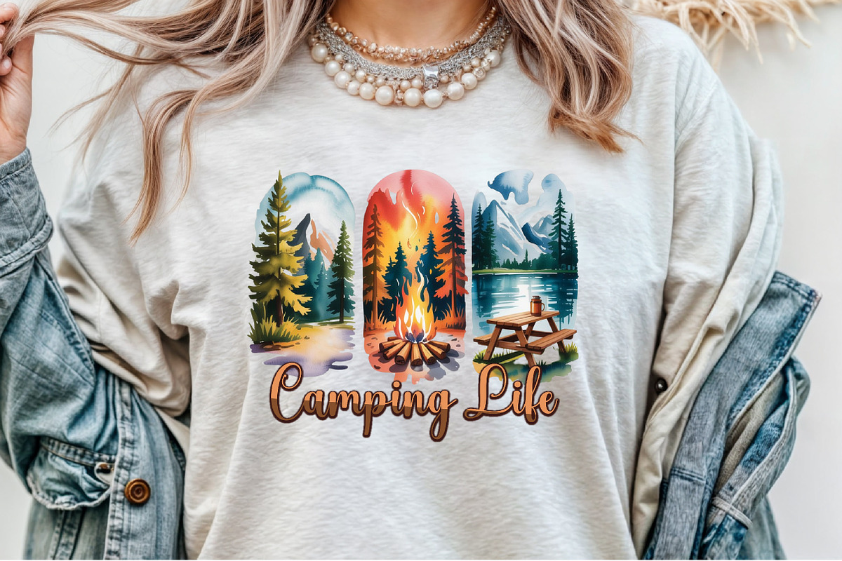 Camping Life Brushstroke Sublimation, an Illustration by Sublimation Artist (Photo 9 of 9)