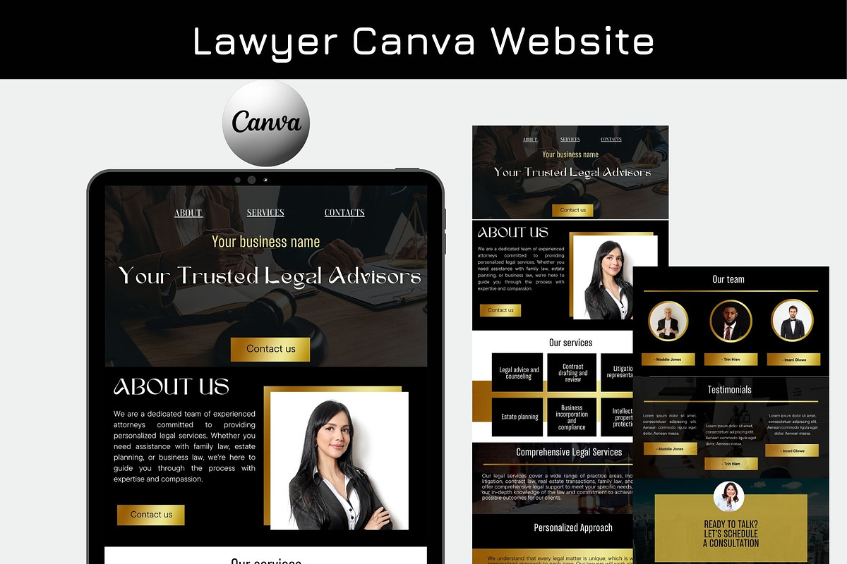 lawyer kanding page Canva, a Landing Page Template by Amiraliya (Photo 1 of 8)