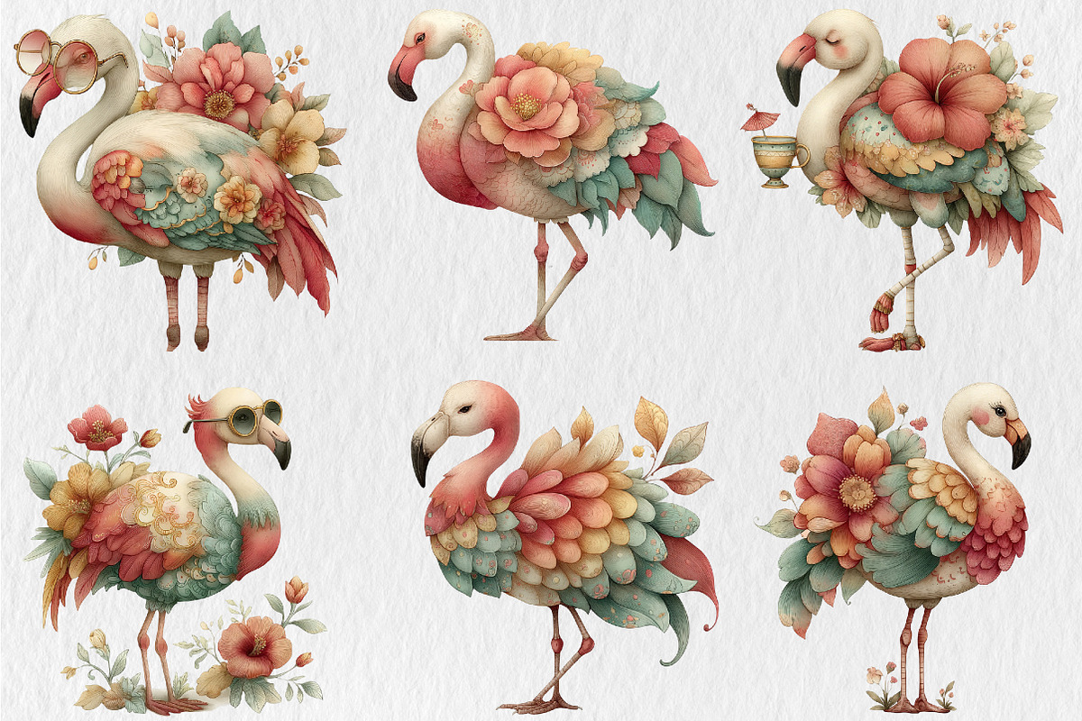 Whimsical Summer Flamingo Clipart, a Seasonal Illustration by Rose Art (Photo 4 of 7)