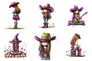 Whimsical Summer Western Girl Clipar, an Illustration by designcity5 (Thumbnail 3 of 5)