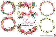 Floral watercolor clip art Sweet, an Illustration by SandraGraphicDesign (Thumbnail 5 of 5)