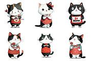 Quirky Valentine Cat Clipart, an Illustration by DreamArtGraphic (Thumbnail 2 of 4)
