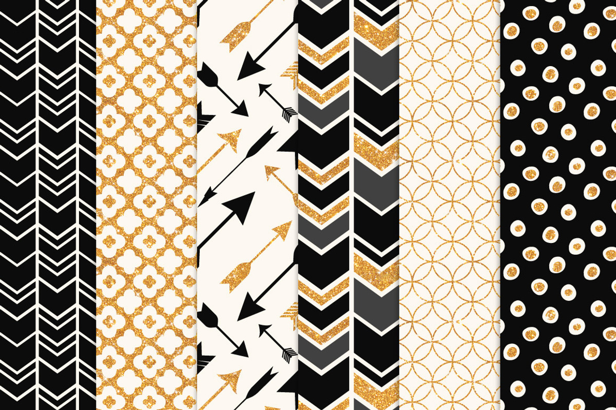Black Bohemian Glitter Digital Paper, a Pattern Graphic by Amanda Ilkov (Photo 3 of 3)