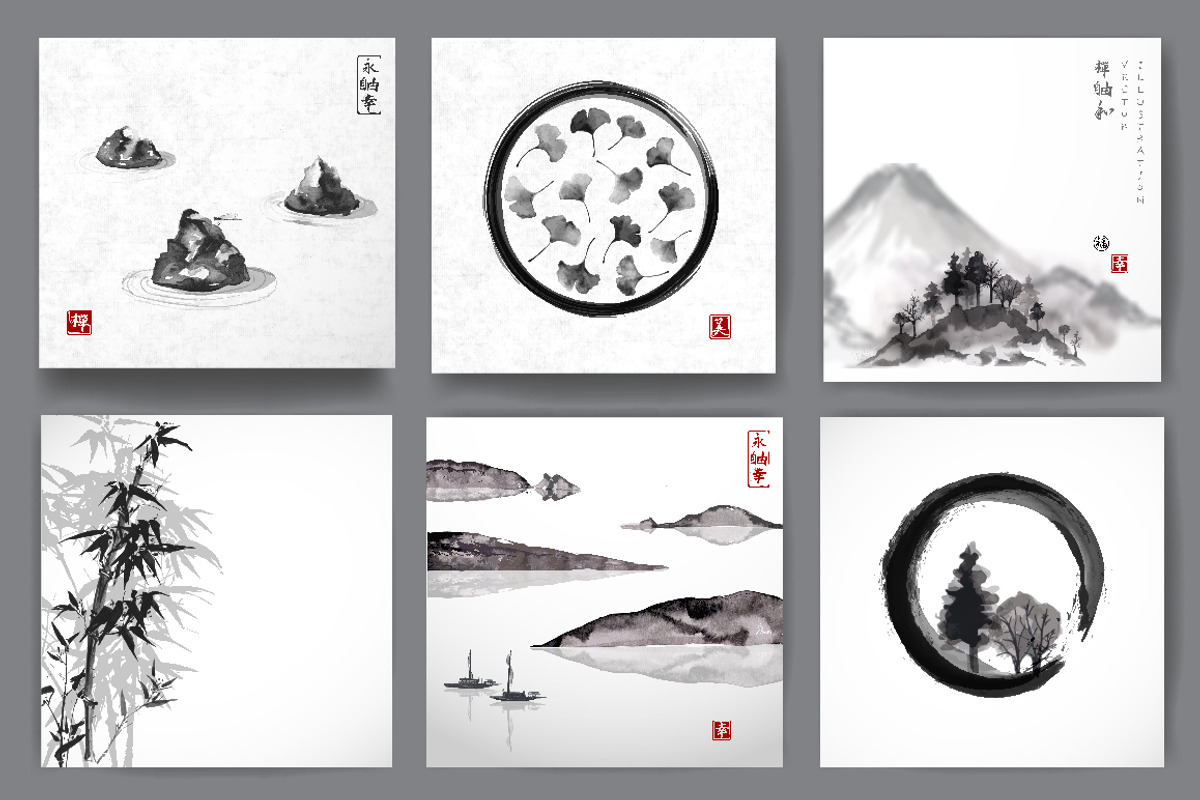 Japanese ink painting sumi-e, part 3, an Illustration by Elina_Li (Photo 5 of 11)