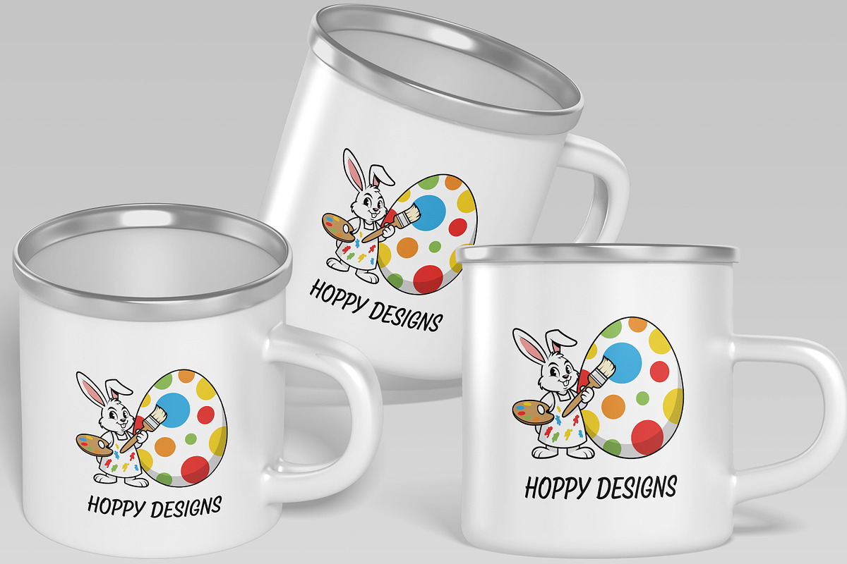 Kids Easter Bunny Painting Egg SVG, a Seasonal Illustration by Ghagra (Photo 4 of 7)