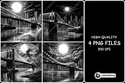 Brooklyn Bridge River NYC Landscape, a Background Graphic by LaseredNinja (Thumbnail 1 of 7)