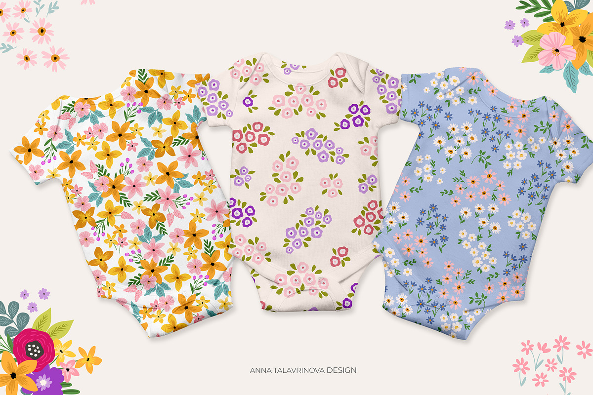Vivid Flowers, clipart & patterns, a Graphic by Cozy pattern shop (Photo 7 of 11)