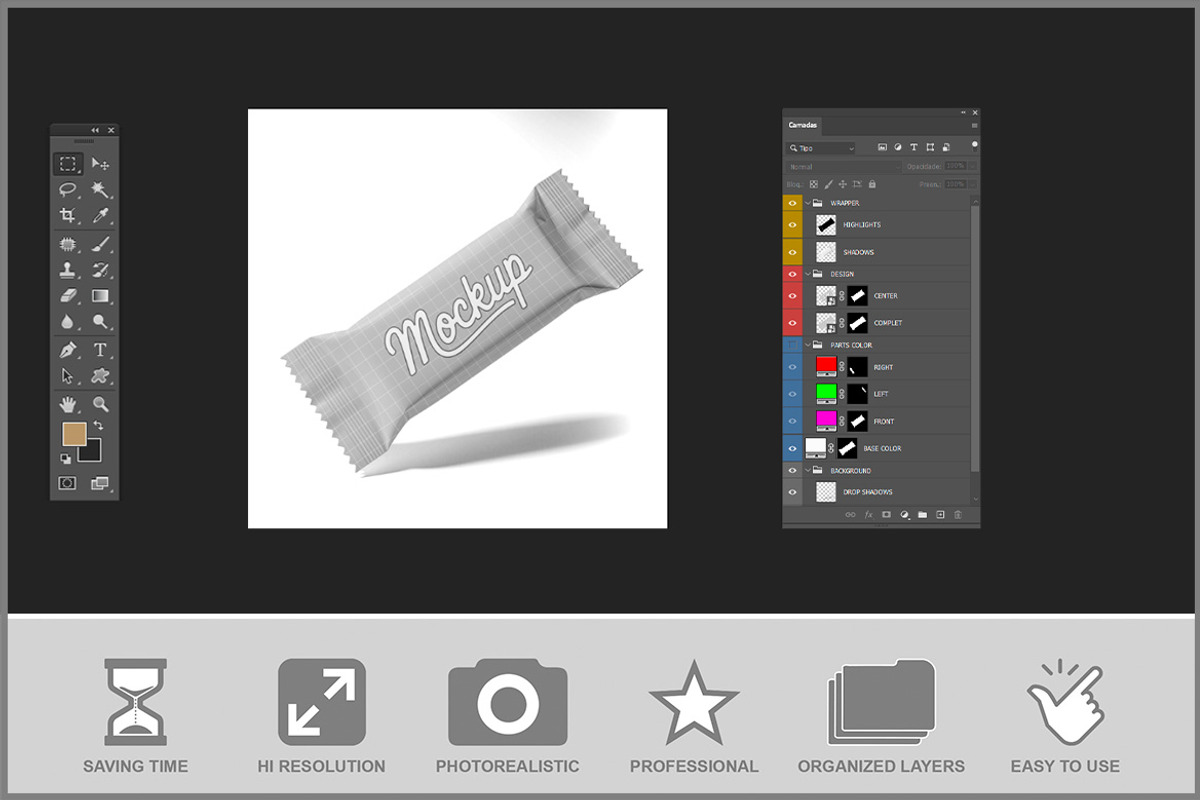 Flexible Foil Wrapper Mockup Can PSD, a Product Mockup by Bruno's Shop (Photo 2 of 3)