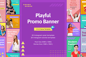 Playful Promo Banner Canva Template