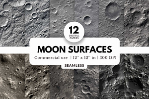 12 Moon Surfaces Digital Papers