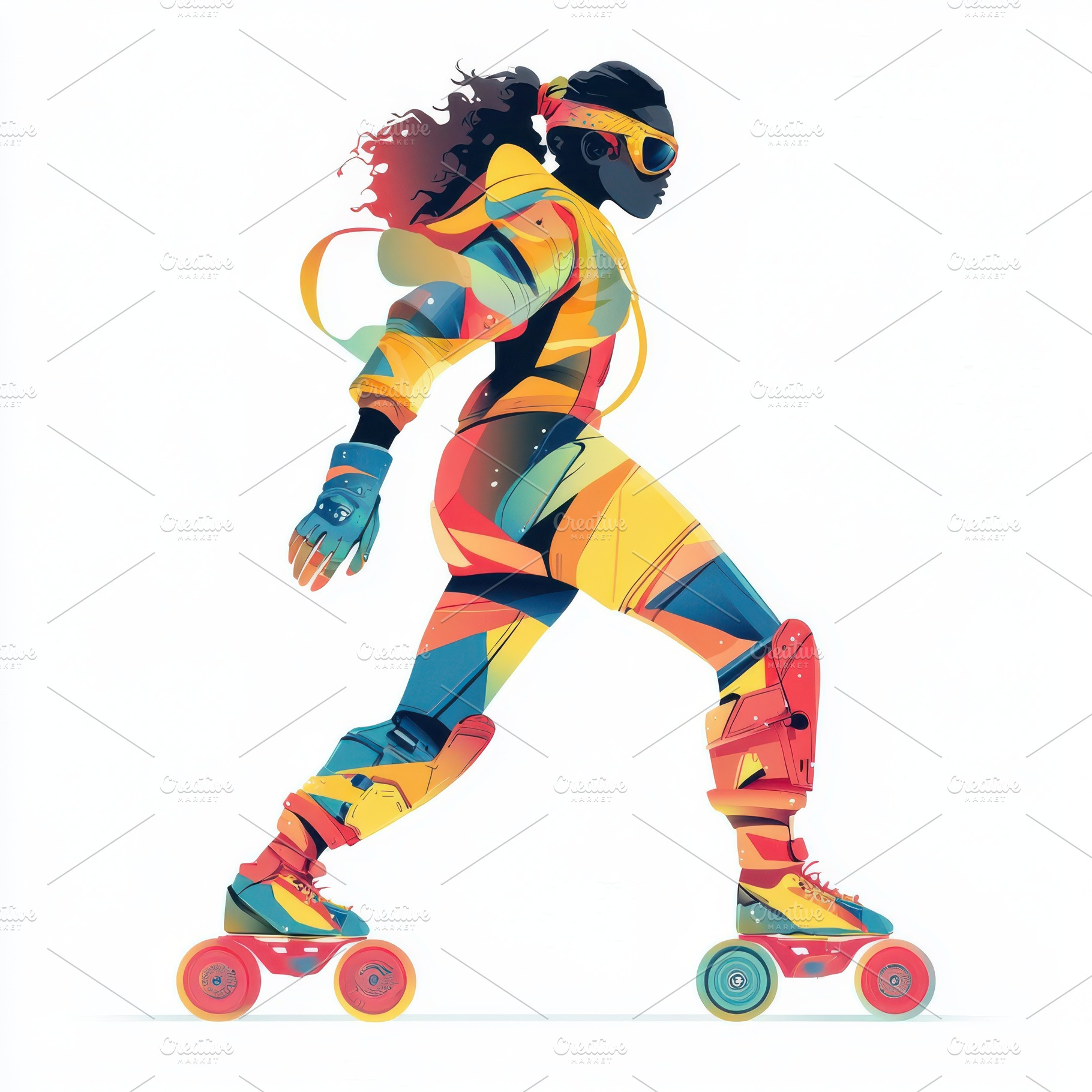 Colorful Roller Skater Dynamic Pose, a Photo by Pixeness Studio