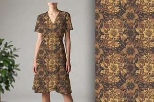 Golden Flowers Seamless Pattern, a Pattern Graphic by Sharon Schwalbe