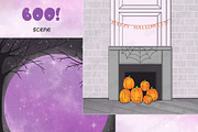 Boo Scene, a Seasonal Illustration by GlamArtZhanna (Thumbnail 1 of 3)