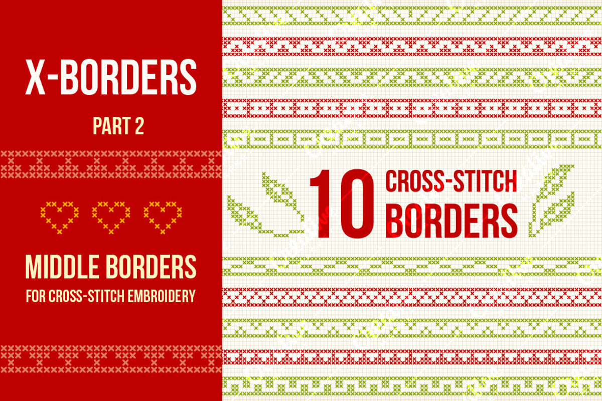 Cross-stitch borders set 2 - MIDDLE, an Object Graphic by Slanapotam (Photo 1 of 2)