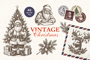 Vintage Christmas Clipart Bundle, a Decorative Illustration by ClipArtRoom (Thumbnail 1 of 8)
