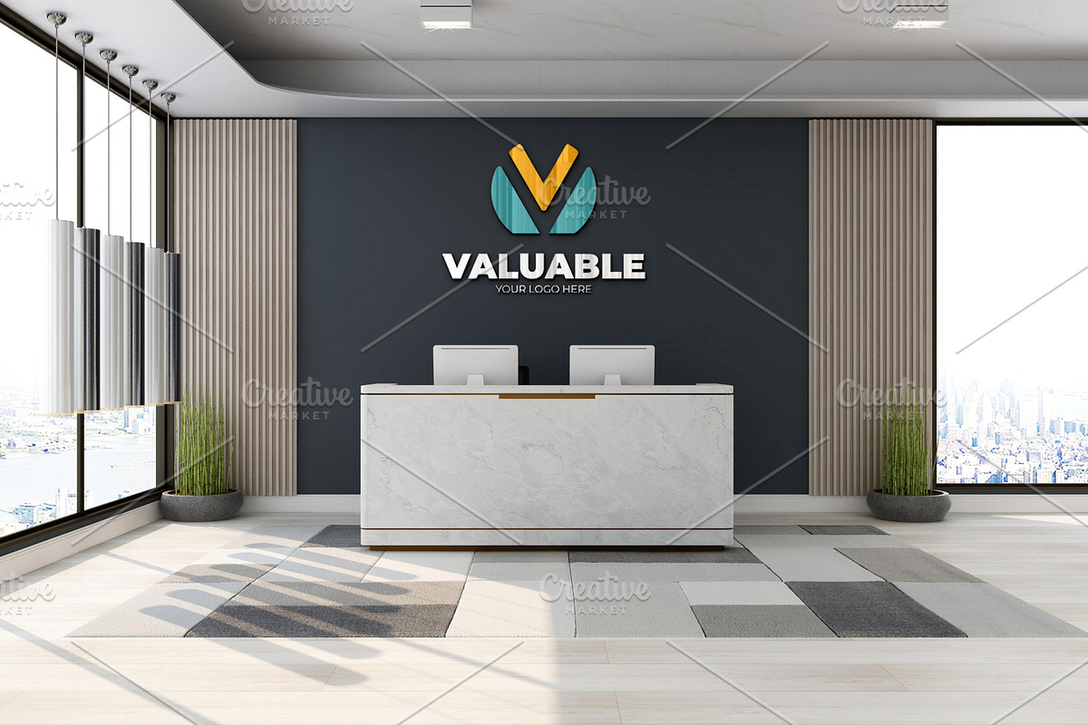 PSD Office Wall Logo Mockup, an Advertising Mockup by Ayy (Photo 17 of 23)