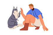 People giving high five to pets set, a Person Illustration by Good Studio (Thumbnail 9 of 10)
