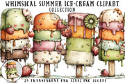Whimsical Summer Ice-Cream Clipart, an Illustration by OK Design (Thumbnail 1 of 6)
