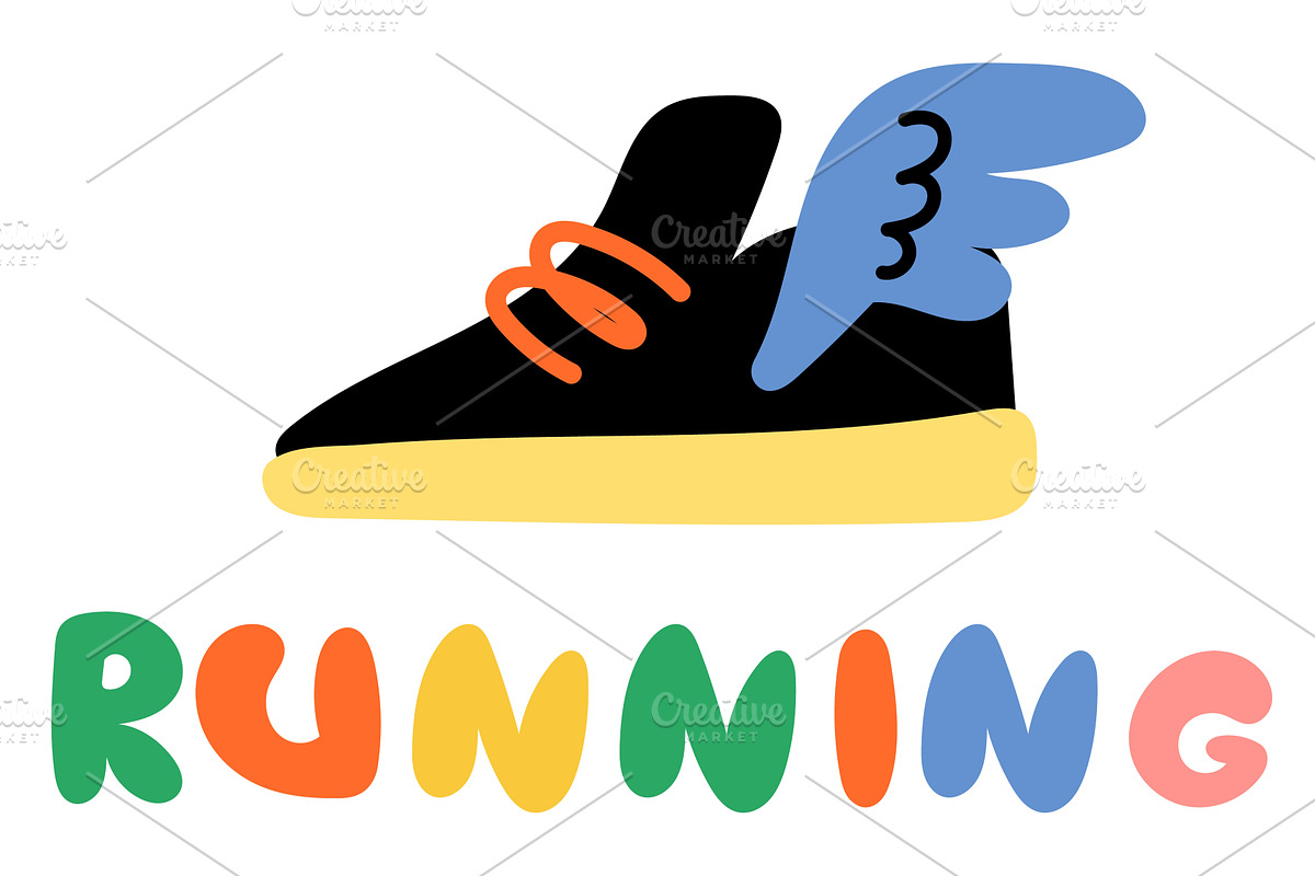Cartoon logo of sneaker with wings, a Sport Illustration by Vectorbuum