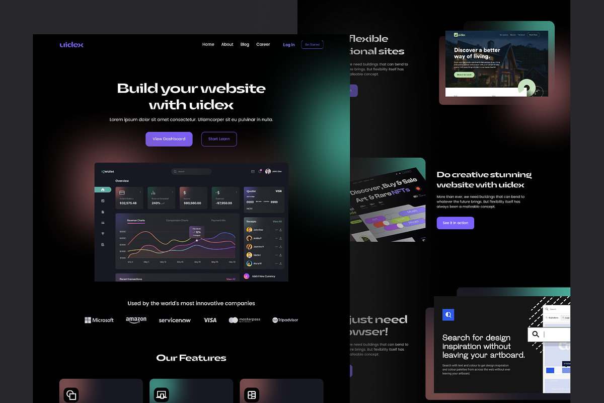 Saas Landing page Design, an UI Kit Template by UiDex (Photo 3 of 5)