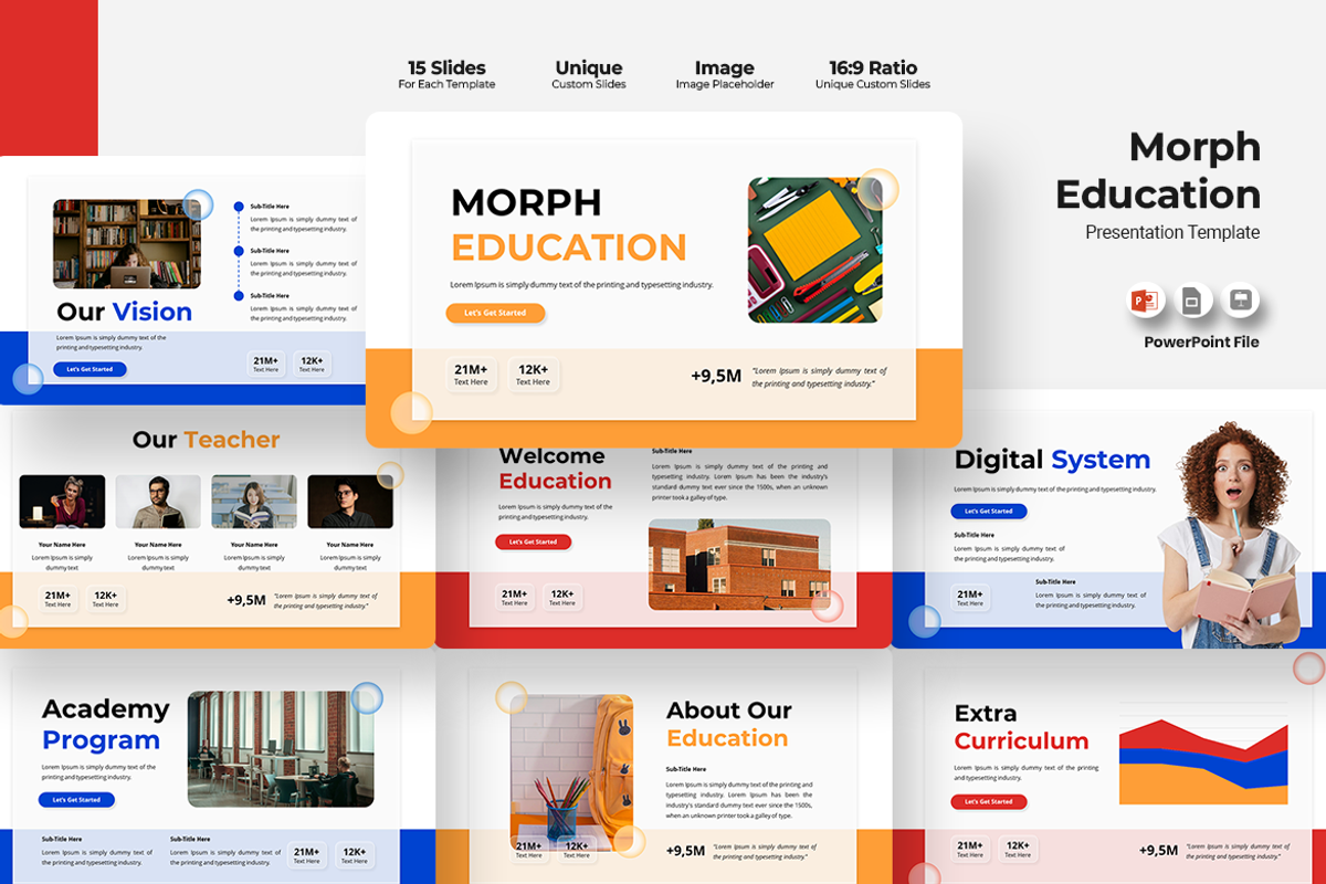 Morph Education PowerPoint Template, a Presentation Template by Iqsiart Studio (Photo 1 of 3)