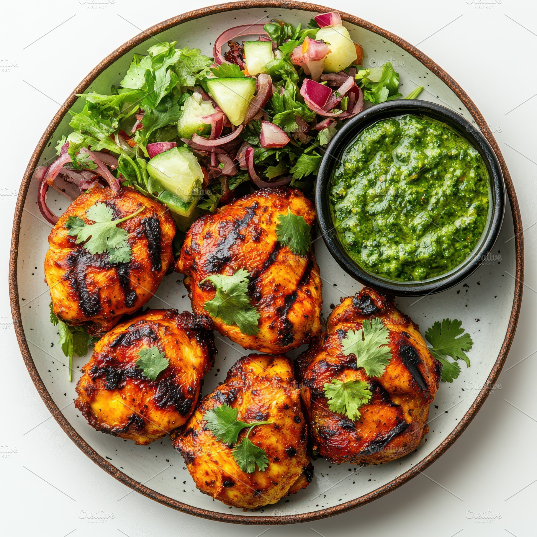 Delicious tandoori chicken with gree, a Food & Drink Photo by Pixeness Studio