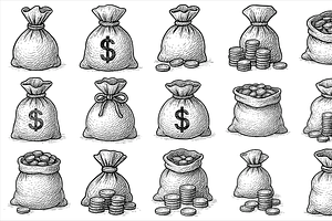 Money Bag Set, an Object Graphic by nikagraphic