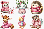 Pink Jumper Animals Christmas, an Illustration by Canvas Craft (Thumbnail 3 of 8)