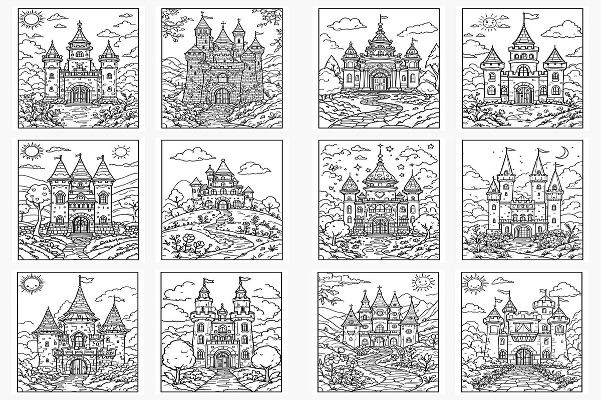 Historical Palace Coloring Pages, a Print Template by Made By Ahmed (Photo 2 of 3)