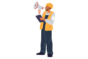 Construction company employee in, a Person Illustration by Vectorbuum