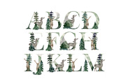 Watercolor forest deers alphabet., a Decorative Illustration by TaPilipa (Thumbnail 2 of 4)
