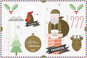 Christmas Postcard Elements