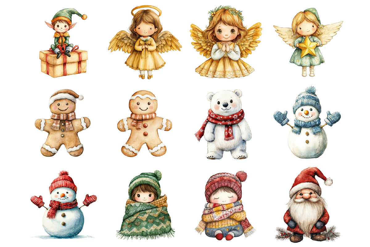 Christmas Cute Dolls Clipart, a Graphic by CitraGraphics (Photo 3 of 4)
