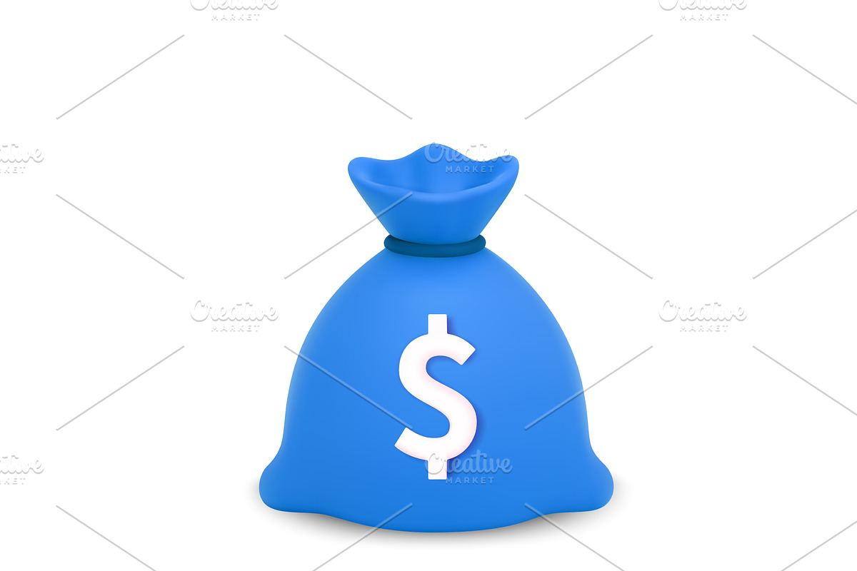 3D Money Bag Icon with Dollar Symbol, a Finance Illustration by ModVector