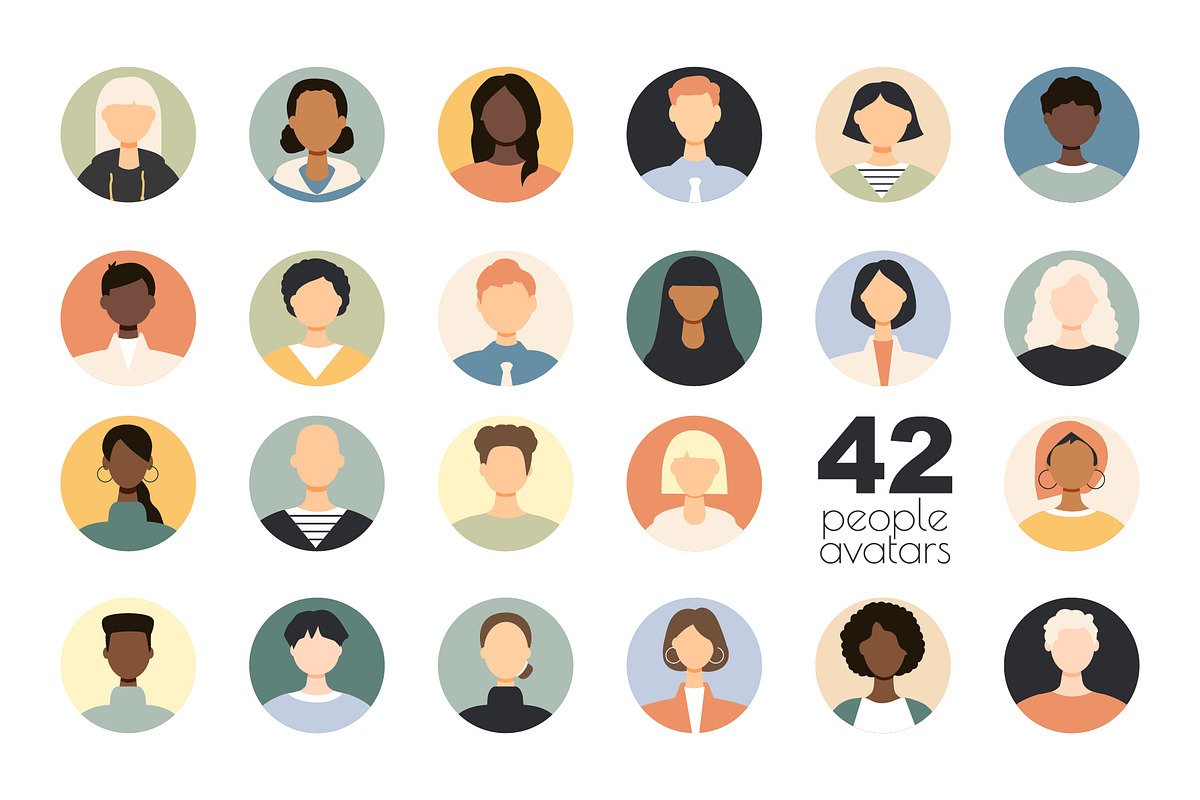 42 people avatars, a Person Illustration by Stafeeva (Photo 1 of 5)