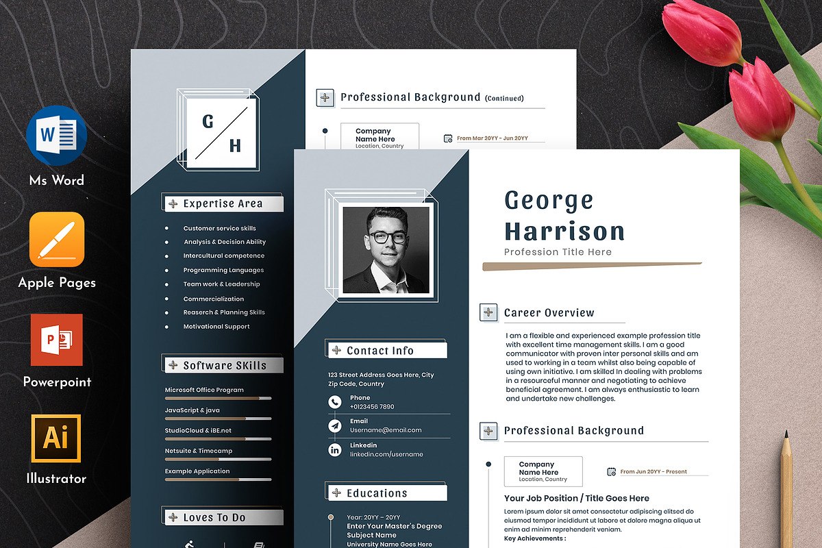 Resume Cv Template Word Apple Pages, a Resume Template by Tbunny (Photo 1 of 7)
