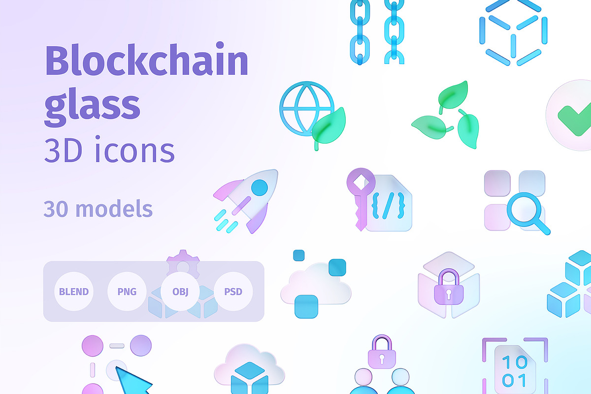 Blockchain glass 3D icons, an Icon by LAFS (Photo 1 of 4)