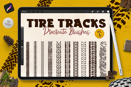 Procreate Stamp Brushes | Tire Track