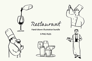 Restaurant Illustration Bundle, a Food Illustration by Little Gremlin