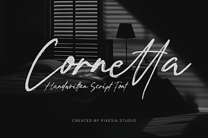 Cornetta – Handwritten Script Font, a Handwritten Font by Pixesia Studio